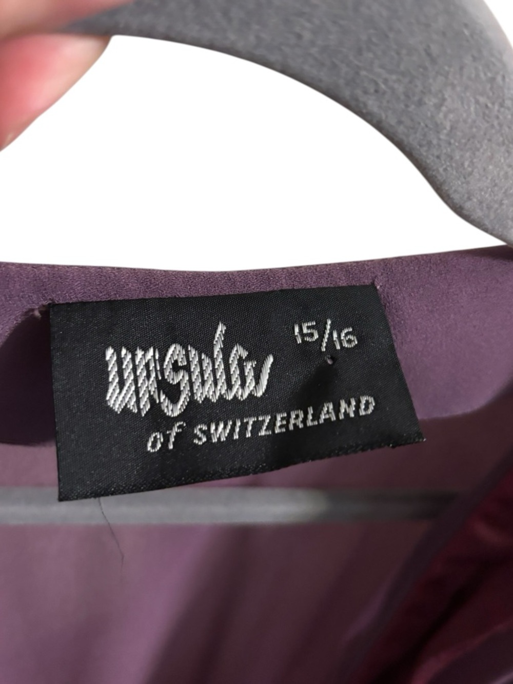Ursula of Switzerland Vintage Purple Wrap Belted Rose Dress Size 15/16 - Picture 5 of 5